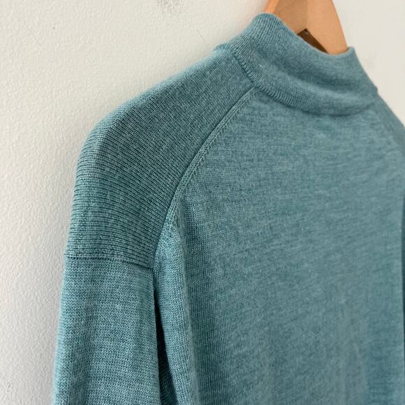 Peter Millar Crown Soft Teal Blue 1/4 Zip Silk Merino Wool Blend Sweater Size XL - Picture 6 of 12